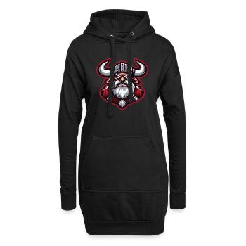 Vikings enragés avec des cornes de taureau - Sweat-shirt à capuche long Femme - noir - Devant