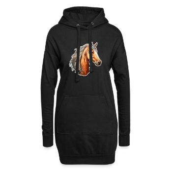 Pferdekopf Brauner - Hoodie-Kleid - Schwarz - Vorne