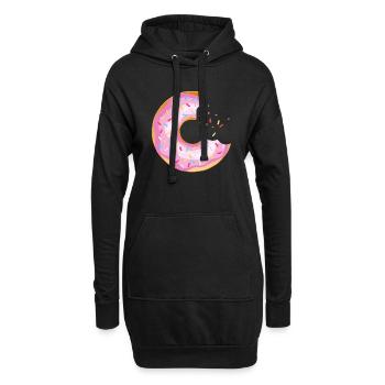 donut croquer manger boucher patisserie 12 Q - Sweat-shirt à capuche long Femme - noir - Devant