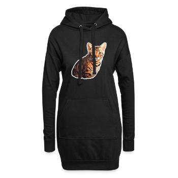 Katze bengalisch - Hoodie-Kleid - Schwarz - Vorne