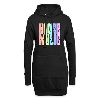 House-Musik - Pastel Rainbow - Hoodie-Kleid - Schwarz - Vorne