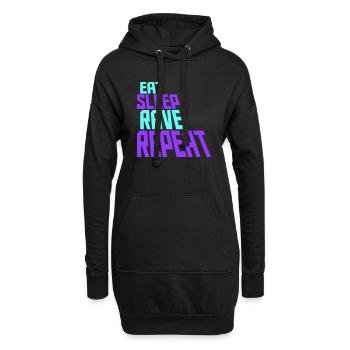 Eat Sleep Rave Repeat Essen Schlafen Raven Spruch - Hoodie-Kleid - Schwarz - Vorne