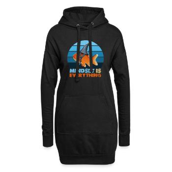 Goldfisch-Hai-Mindset ist alles, motivierend - Hoodie-Kleid - Schwarz - Vorne