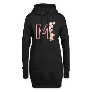Lettre m rose ours - Sweat-shirt à capuche long Femme - noir - Devant