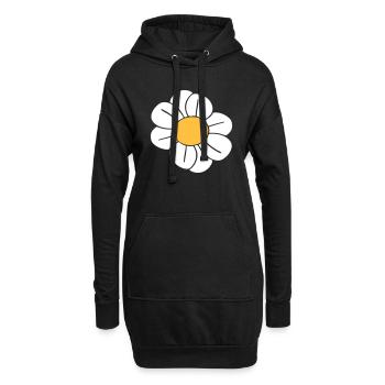 Marguerites blanches Fleurs Printemps Été Fleurs - Sweat-shirt à capuche long Femme - noir - Devant