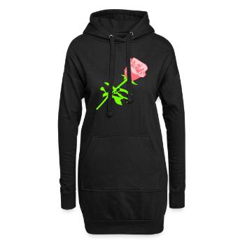Jolie belle fleur de rose feuille roses romantique - Sweat-shirt à capuche long Femme - noir - Devant