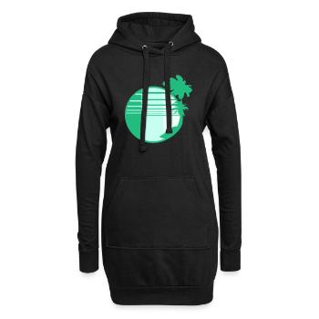 Palmen Insel Bäume Strand Streifen Meer Reise Rund - Hoodie-Kleid - Schwarz - Vorne