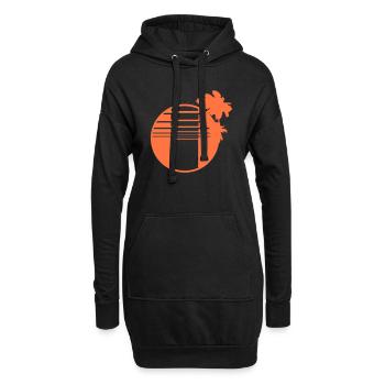palmiers île arbres plage bande mer voyage tour - Sweat-shirt à capuche long Femme - noir - Devant