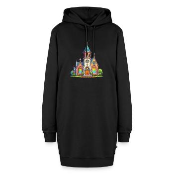 Kirche - Hoodie-Kleid - Schwarz - Vorne - AI Model Female 172 light (172cm)