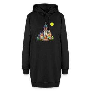 kirche - Hoodie-Kleid - Schwarz - Vorne - AI Model Female 172 light (172cm)
