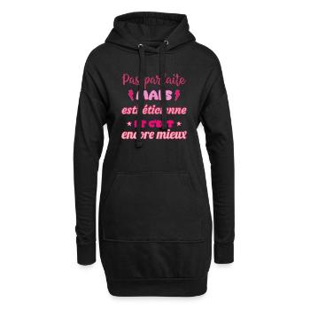 Pas parfaite mais esthéticienne, idée cadeau - Sweat-shirt à capuche long Femme - noir - Devant