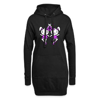 2 Hasen Ballerinas Tanzen Ballett Mädchen Frauen - Hoodie-Kleid - Schwarz - Vorne