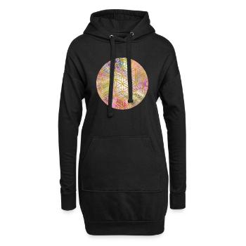 Fleur de vie | Fleur de vie | or souillé 3 - Sweat-shirt à capuche long Femme - noir - Devant