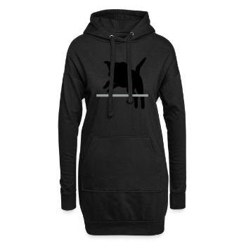 Hund im Sprung / Agility - Hoodie-Kleid - Schwarz - Vorne