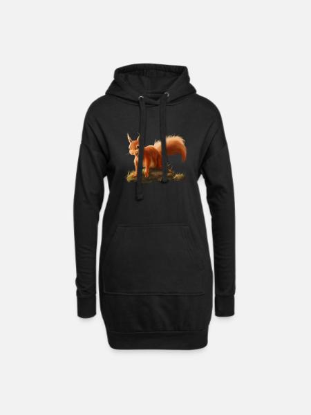Kleines Eichhörnchen - Hoodie-Kleid - Schwarz