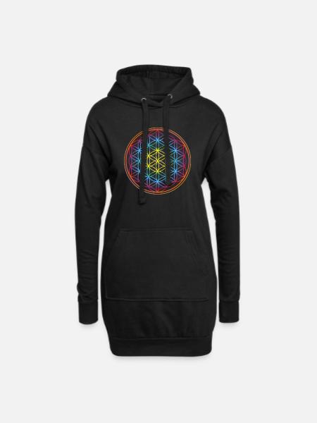 Die Blume des Lebens - Hoodie-Kleid - Schwarz