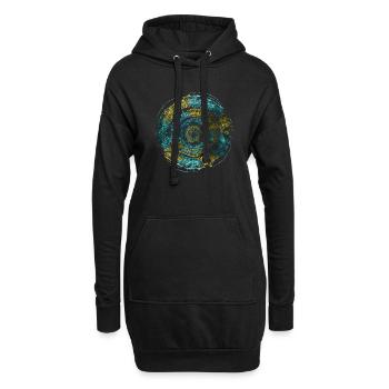 Music Circle Blau Gelb - Hoodie-Kleid - Schwarz - Vorne