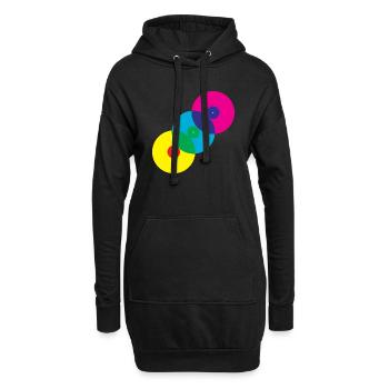 Vinyl Records (Diagonal) - Hoodie Dress - black - Front