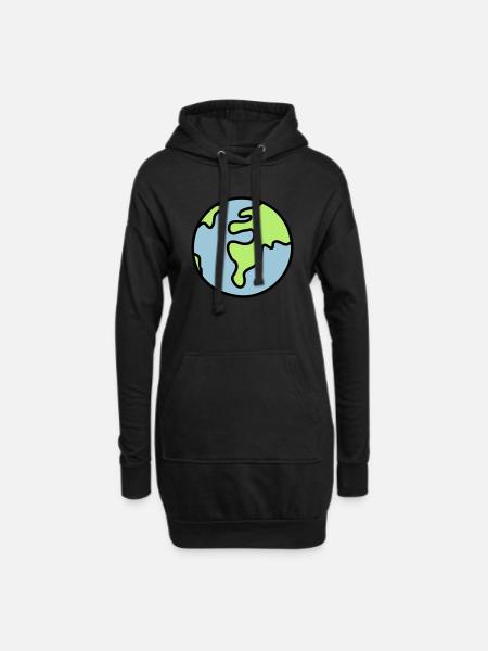 Globus - Welt - Hoodie-Kleid - Schwarz