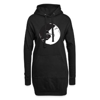 Yin Yang Katze - Hoodie-Kleid - Schwarz - Vorne