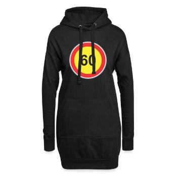 Signe de la route 60 de jaune - Sweat-shirt à capuche long Femme - noir - Devant