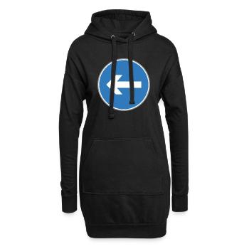 Road sign left arrow bleu - Sweat-shirt à capuche long Femme - noir - Devant