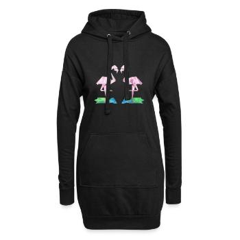 Low-Poly-Flamingo - Hoodie-Kleid - Schwarz - Vorne