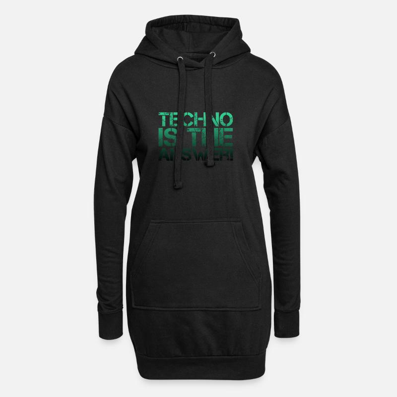 TECHNO - Hoodie-Kleid - Schwarz