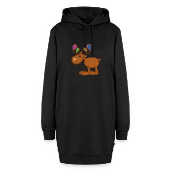 rentier mit farben - Hoodie-Kleid - Schwarz - Vorne - AI Model Female 172 light (172cm)