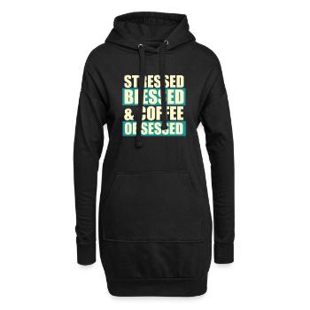 Stressed blessed - Hoodie-Kleid - Schwarz - Vorne