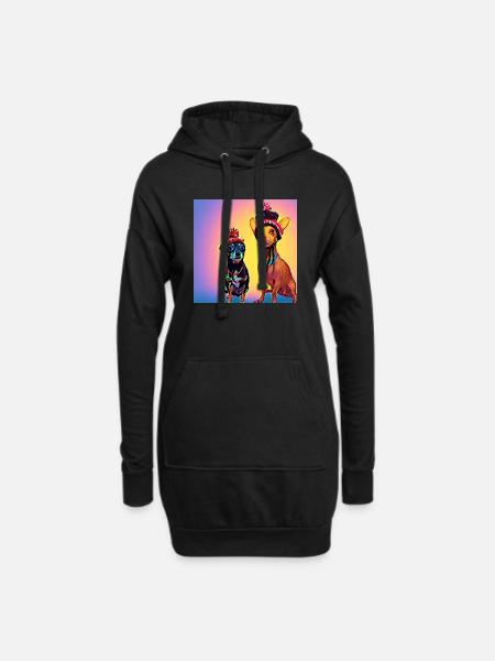 Pop-Art - Hoodie-Kleid - Schwarz