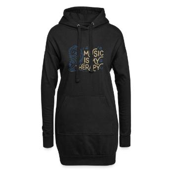 Die Musik ist meine Therapy Leben - Hoodie-Kleid - Schwarz - Vorne