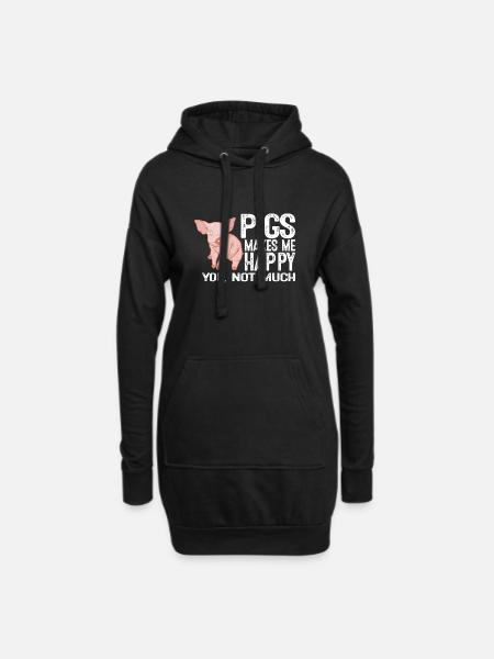 Schweine machen mich glücklich du nicht so sehr - Hoodie-Kleid - Schwarz
