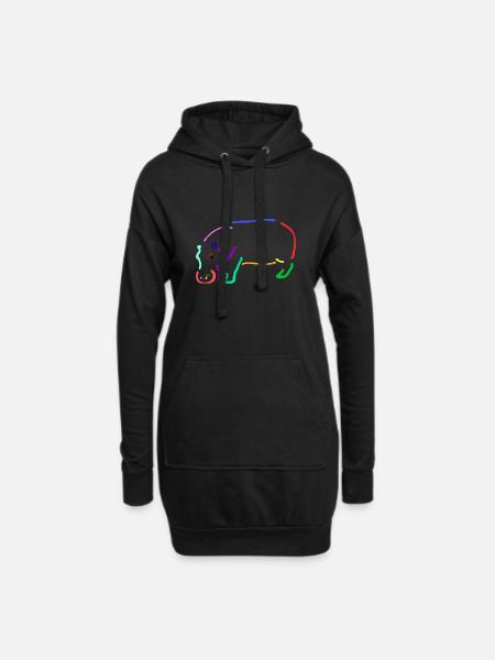 Nilpferd in bunt - Hoodie-Kleid - Schwarz