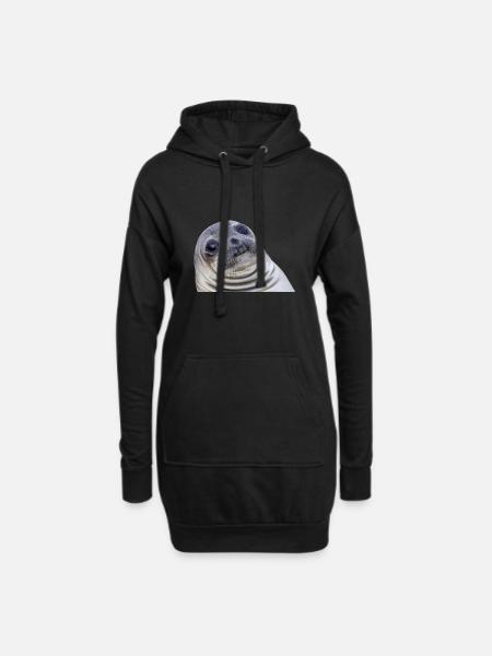 Lustige Robbe - Hoodie-Kleid - Schwarz