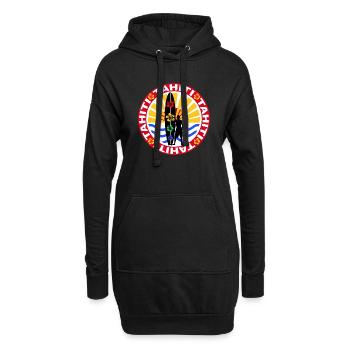 tahiti surfing design - Sweat-shirt à capuche long Femme - noir - Devant