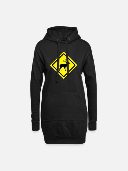 deer roadsign - Sweat-shirt à capuche long Femme - noir