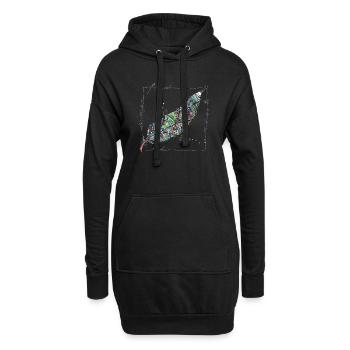 Feder bunt - Hoodie-Kleid - Schwarz - Vorne