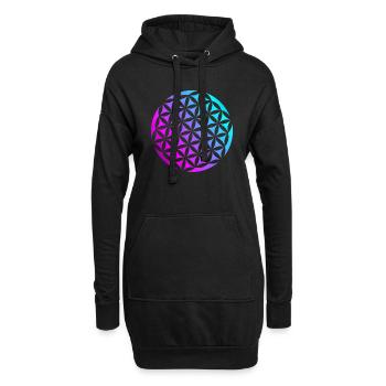 Fleur de vie - Sweat-shirt à capuche long Femme - noir - Devant
