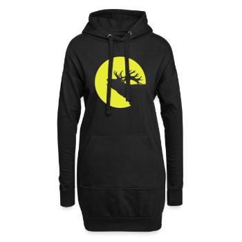mond röhrender hirsch kult-shirt - Hoodie-Kleid - Schwarz - Vorne