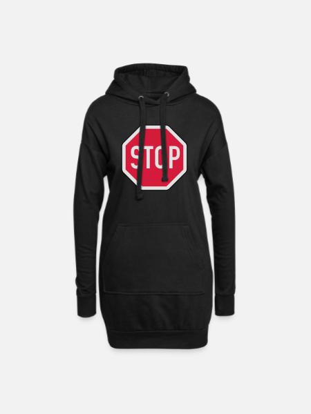 Stop - Hoodie-Kleid - Schwarz