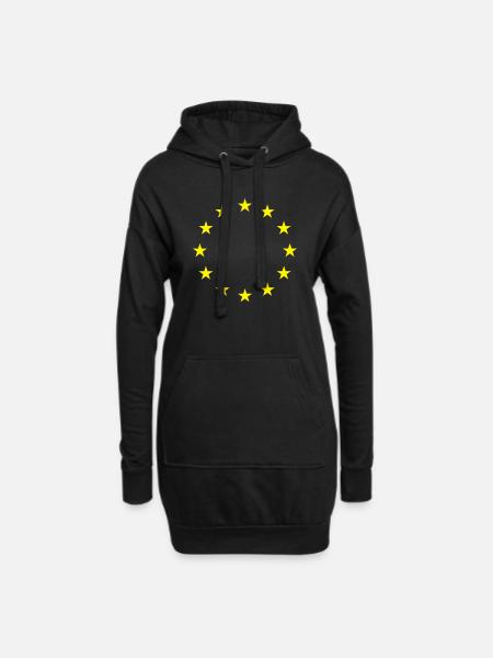 Europe Stars Europa Sterne - Hoodie-Kleid - Schwarz