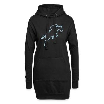 equitation cavalier obstacle cheval trace saut h - Sweat-shirt à capuche long Femme - noir - Devant
