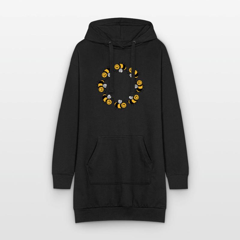 Funny bee circle pattern Hoodie Dress