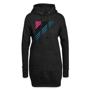 Triangular shape lines Many lines pattern - Hoodie Dress - black - Front