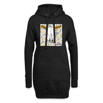 Flower Skull - Hoodie-Kleid - Schwarz - Vorne