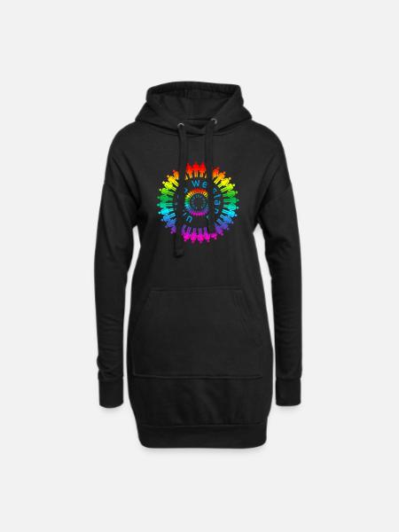 united we stand around the world color - Hoodie Dress - black