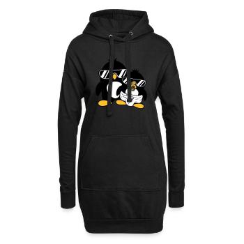 pingouin père fils fille bébé enfant sucette win - Sweat-shirt à capuche long Femme - noir - Devant