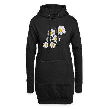 muster design blau blume daisy butterblume gänsebl - Hoodie-Kleid - Schwarz - Vorne
