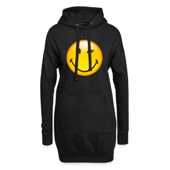 Smiley Glossy Happy Blink - Hoodie-Kleid - Schwarz - Vorne
